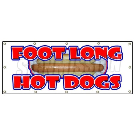 FOOT LONG HOT DOGS BANNER SIGN Dog Sausauge Ballpark Street Food